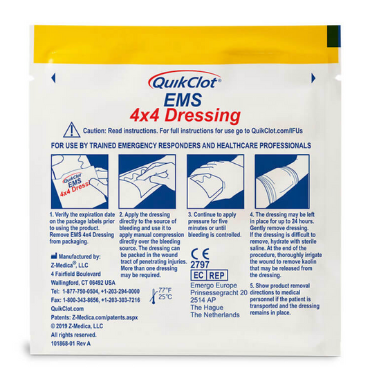QuikClot EMS 4x4 Dressing (Singles)